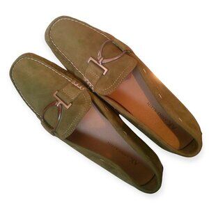 ANNE KLEIN Suede Loafers with Silver Metal & Leather Buckle 8M